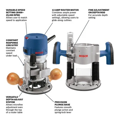 BOSCH 1617EVSPK, 2.25 HP Combination Plunge- and Fixed-Base Router - Image 6