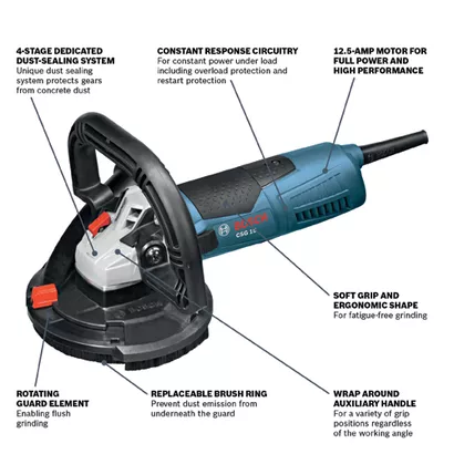 BOSCH CSG15, 5” Concrete Surfacing Grinder - 12.5 Amp w/ Dust Collection Shroud - Image 2