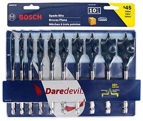 BOSCH DSB5010, Daredevil 10-Piece Standard Spade Bit Set w/Full Cone Threading and Spurred Tip, Blue - Image 2
