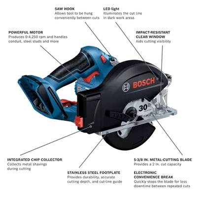 BOSCH GKM18V-20N, 18V 5-3/8 In. Metal-Cutting Circular Saw (Bare Tool) - Image 2