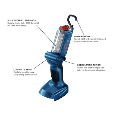 Bosch GLI18V-300N, 18V LED Articulating Light - 300 Lumens (Bare Tool) - Image 4