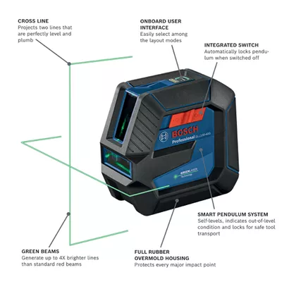 BOSCH GLL100-40G, Green-Beam Self-Leveling Cross-Line Laser - Image 2