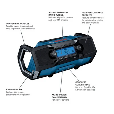 BOSCH GPB18V-2CN, 18V Jobsite Radio w/Bluetooth - Image 7