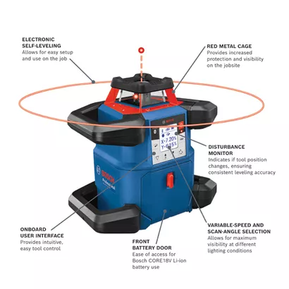 BOSCH GRL4000-80CHVK, 18V REVOLVE4000 Connected Self-Leveling Horizontal/Vertical Rotary Laser Kit with (1) CORE18V® 4 Ah Advanced Power Battery - Image 2