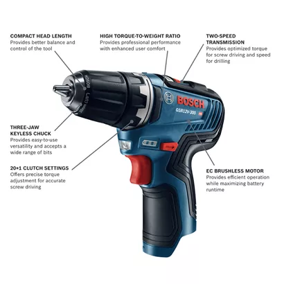 BOSCH GSR12V-300N, 12V Max Brushless Drill Driver (Bare Tool) - Image 2