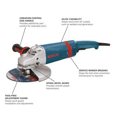 BOSCH 1893-6, 9 In. 15 A Large Angle Grinder with Rat Tail Handle - Image 3