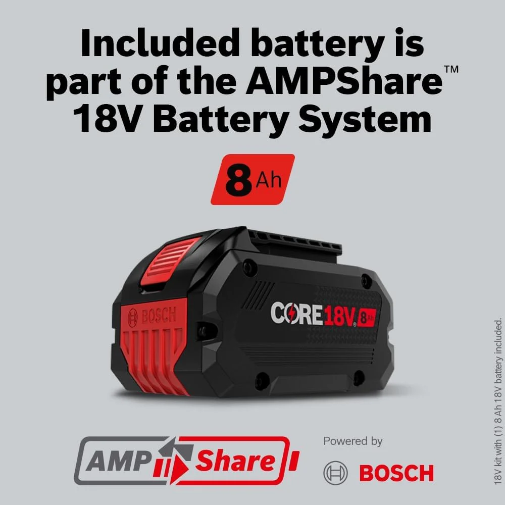 BOSCH GXS18V-12N14, 18V Starter Kit with (1) CORE18V® 8 Ah High Power Battery and (1) Fast Battery Charger - Image 7