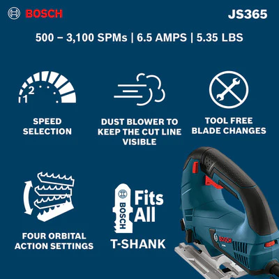 BOSCH JS365, Top Handle Jig Saw - 6.5 Amp - Image 13