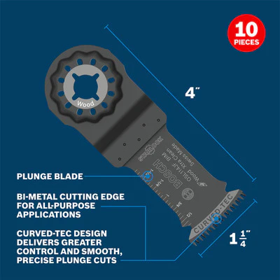 BOSCH OSL114JF-10, 1-1/4" Starlock® Oscillating Multi-Tool Bi-Metal Xtra-Clean Plunge Cut Blades - Image 8