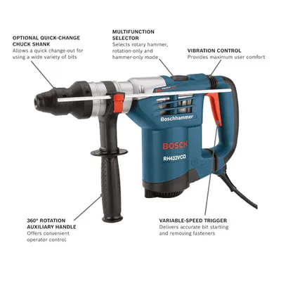 BOSCH RH432VCQ, 1-1/4" SDS-plus® Rotary Hammer w/ Vibration Control - Image 2