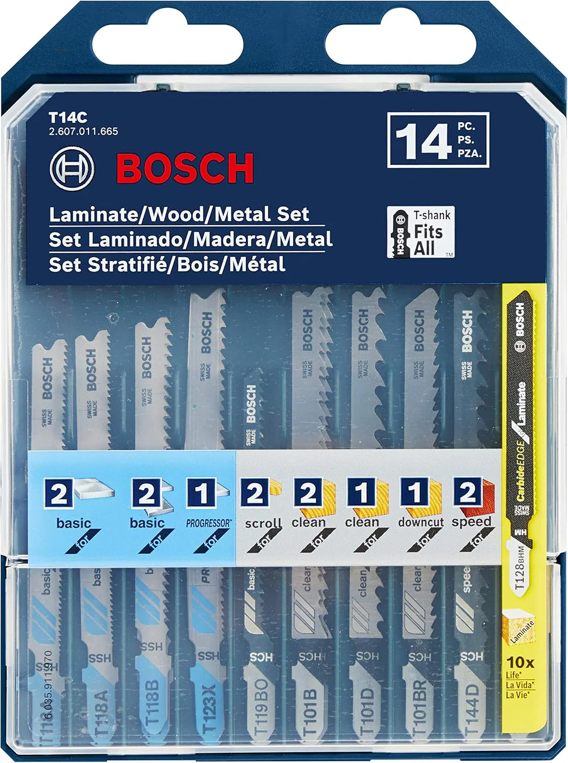 BOSCH T14C, 14 pc. Laminate/Wood/Metal T-Shank Jig Saw Blade Set T14C - Image 2