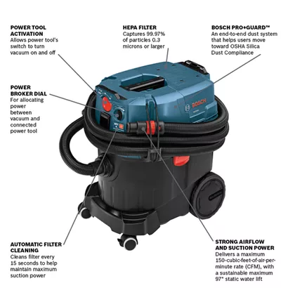 BOSCH VAC090AH, 9-Gallon Dust Extractor w/ Auto Filter Clean & HEPA Filter - Image 2