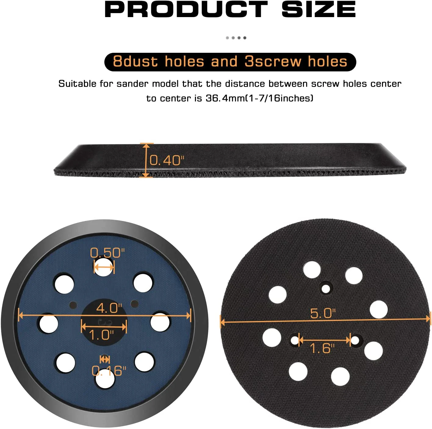 DEWALT 151281-08, 5'' Sander Hook & Loop Backing Pad - Image 4