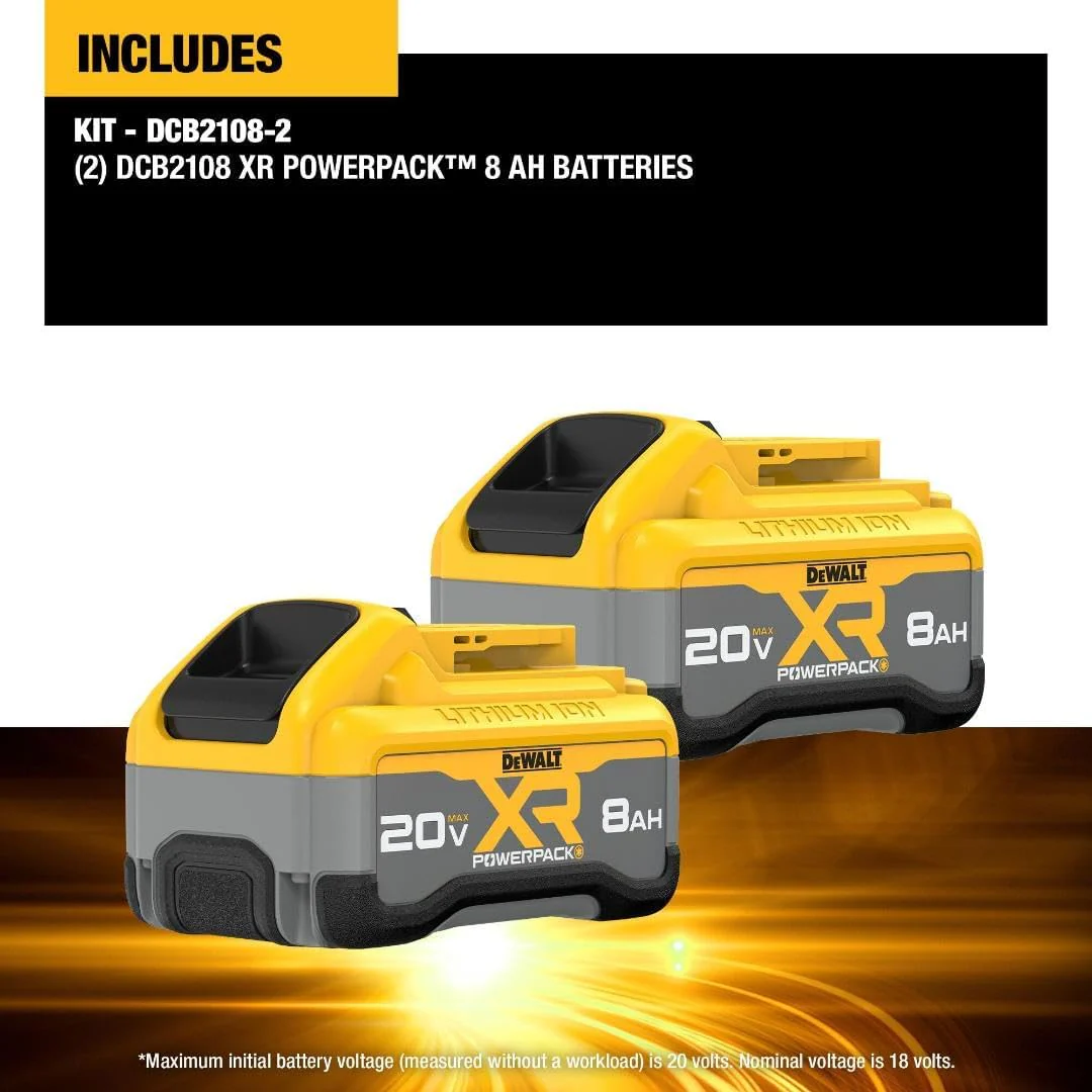 DEWALT DCB2108-2, 20V MAX XR POWERPACK 8.0Ah Battery 2-Pack - Image 2