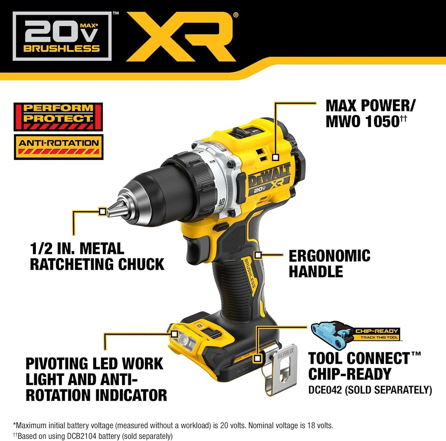 DEWALT DCD801B, 20V MAX XR® Brushless Cordless 1/2 in. Drill/Driver (Tool Only) - Image 2
