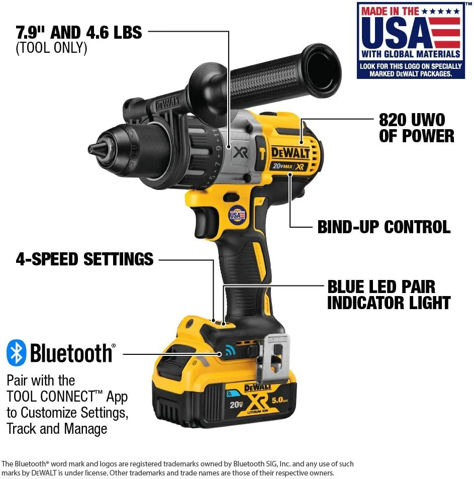 DEWALT DCD997P2BT, 20V MAX XR Tool Connect Hammerdrill Kit (w/ Tool Connect Batteries) - Image 4