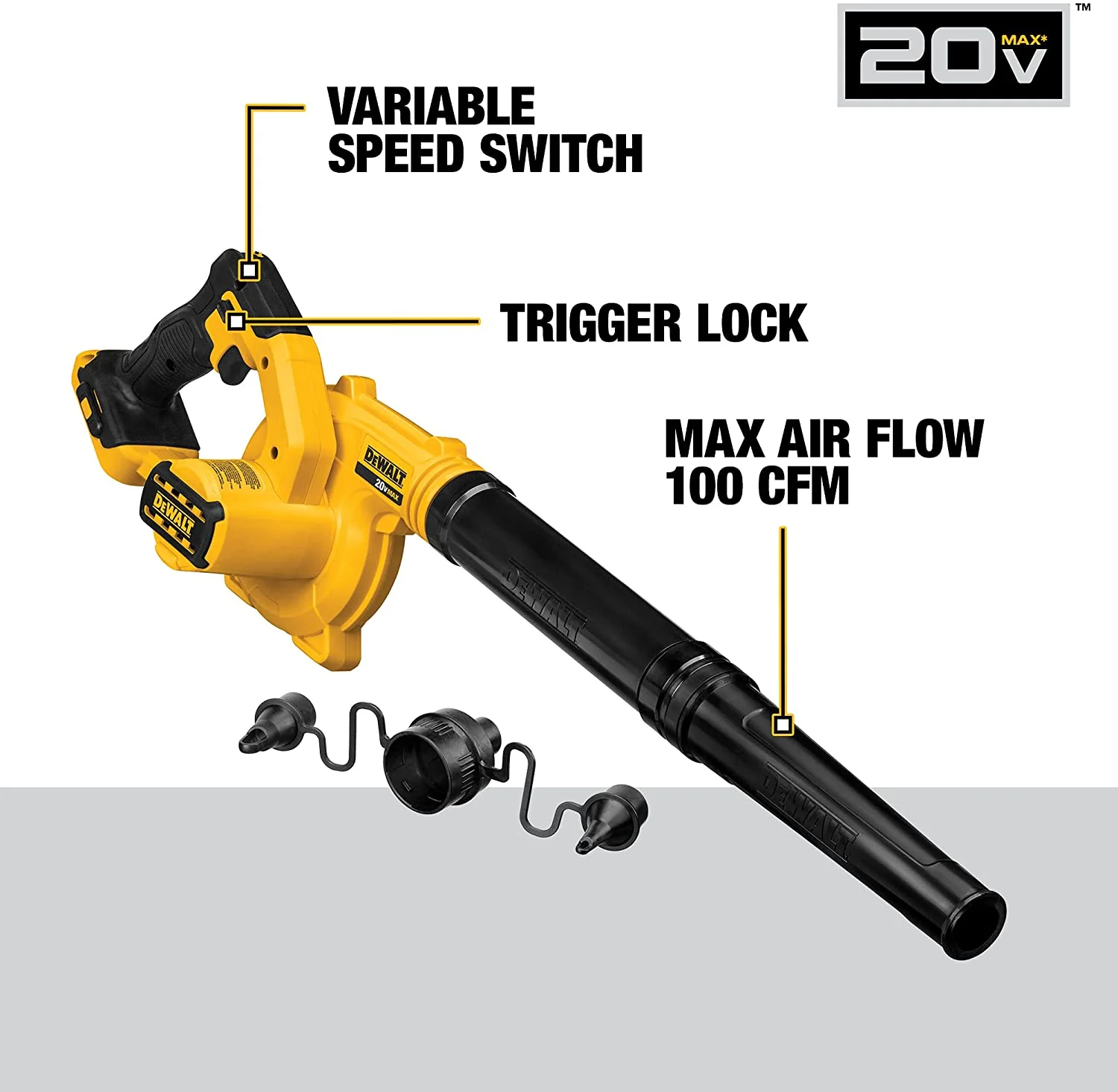 DEWALT DCE100M1, 20V MAX Compact Jobsite Blower Kit - Image 5