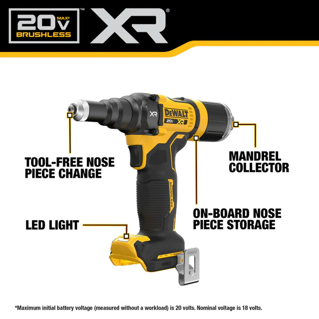 DEWALT DCF403D1, 20V MAX* XR® Brushless Cordless 3/16" Rivet Tool Kit - Image 10
