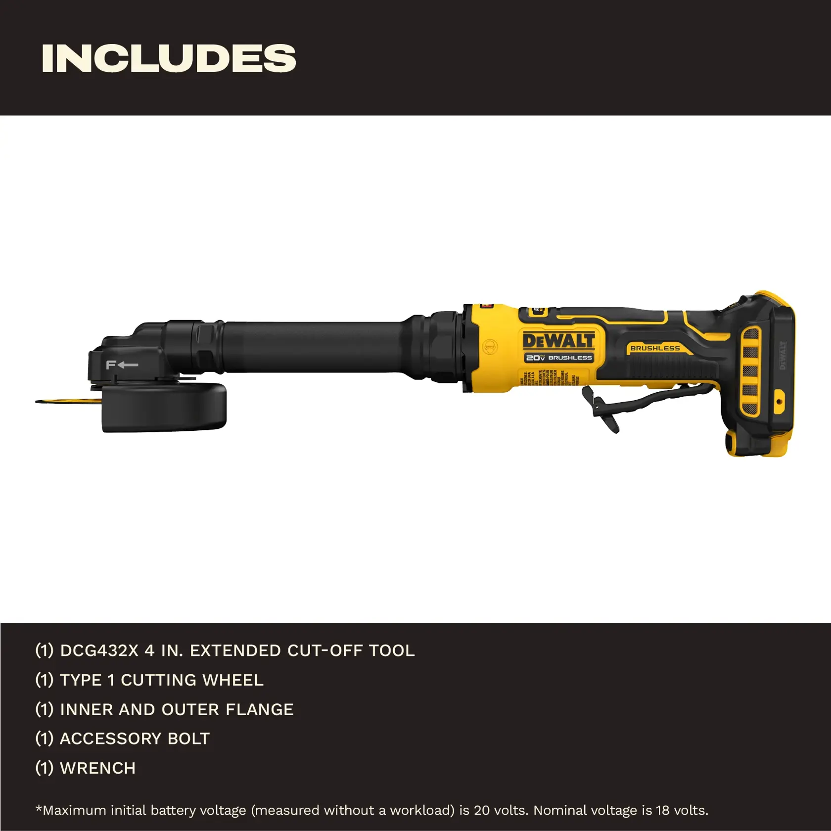 DEWALT DCG432XB, Atomic™ 20V MAX* 4 In. Extended Cut-Off Tool (Tool Only) - Image 4