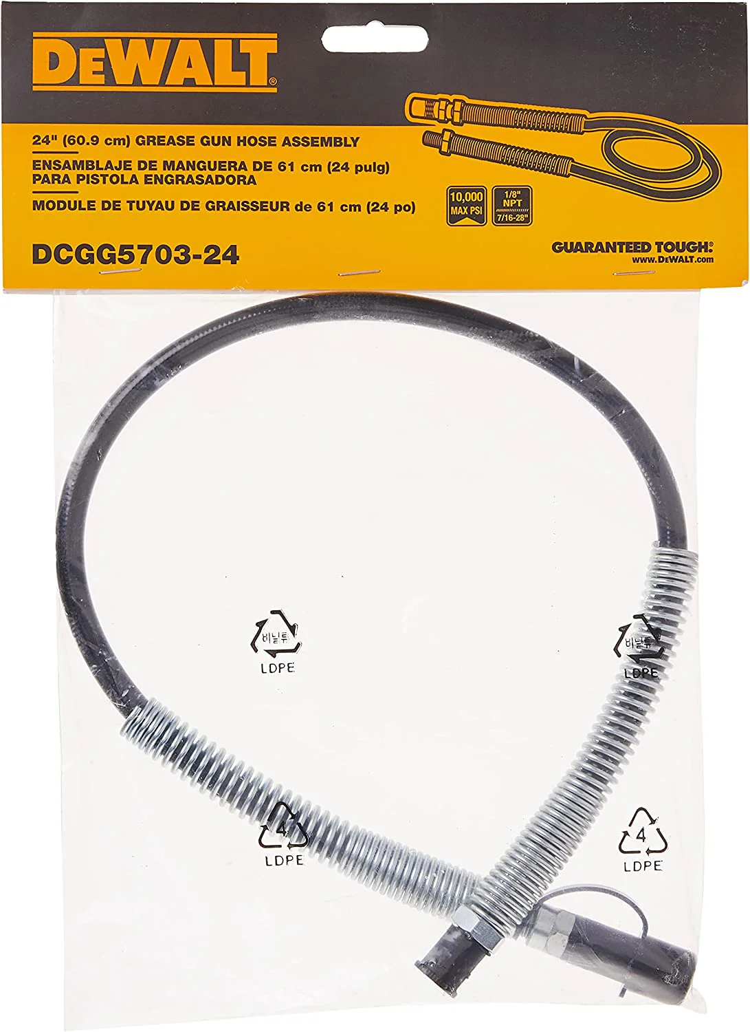 DEWALT DCGG5703-24, 1/8'' NPT Grease Gun Hose Assembly (24'') - Image 3