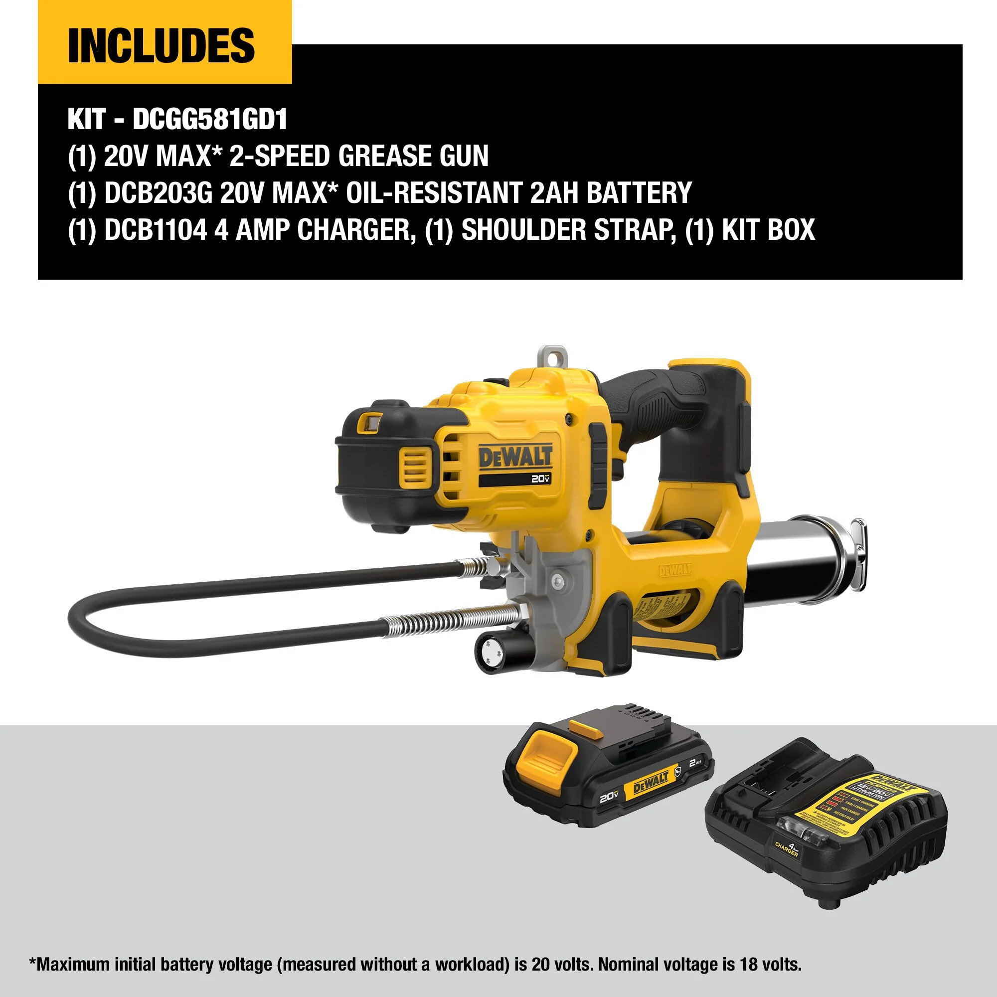 DEWALT DCGG581GD1, 20V MAX Cordless 10,000 PSI Variable 2-Speed Grease Gun Kit - Image 2