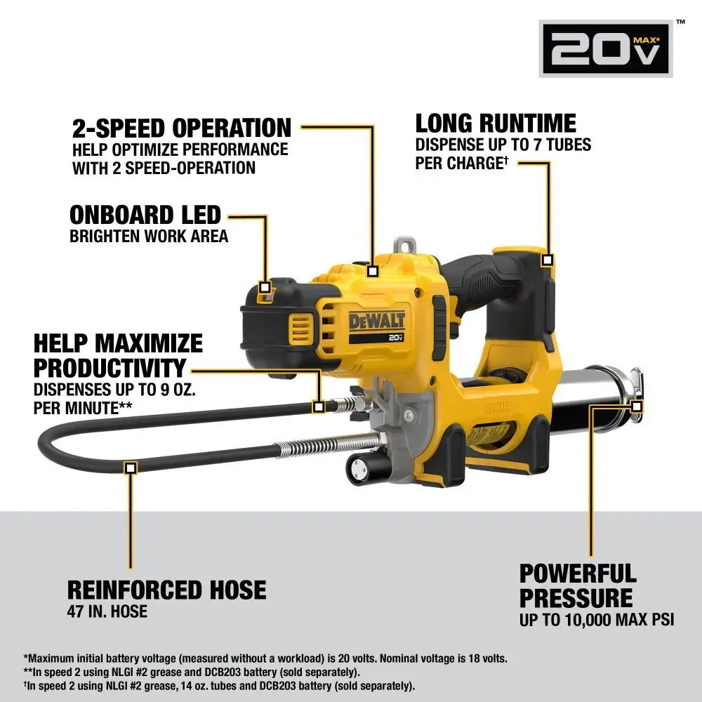 DEWALT DCGG581GD1, 20V MAX Cordless 10,000 PSI Variable 2-Speed Grease Gun Kit - Image 6