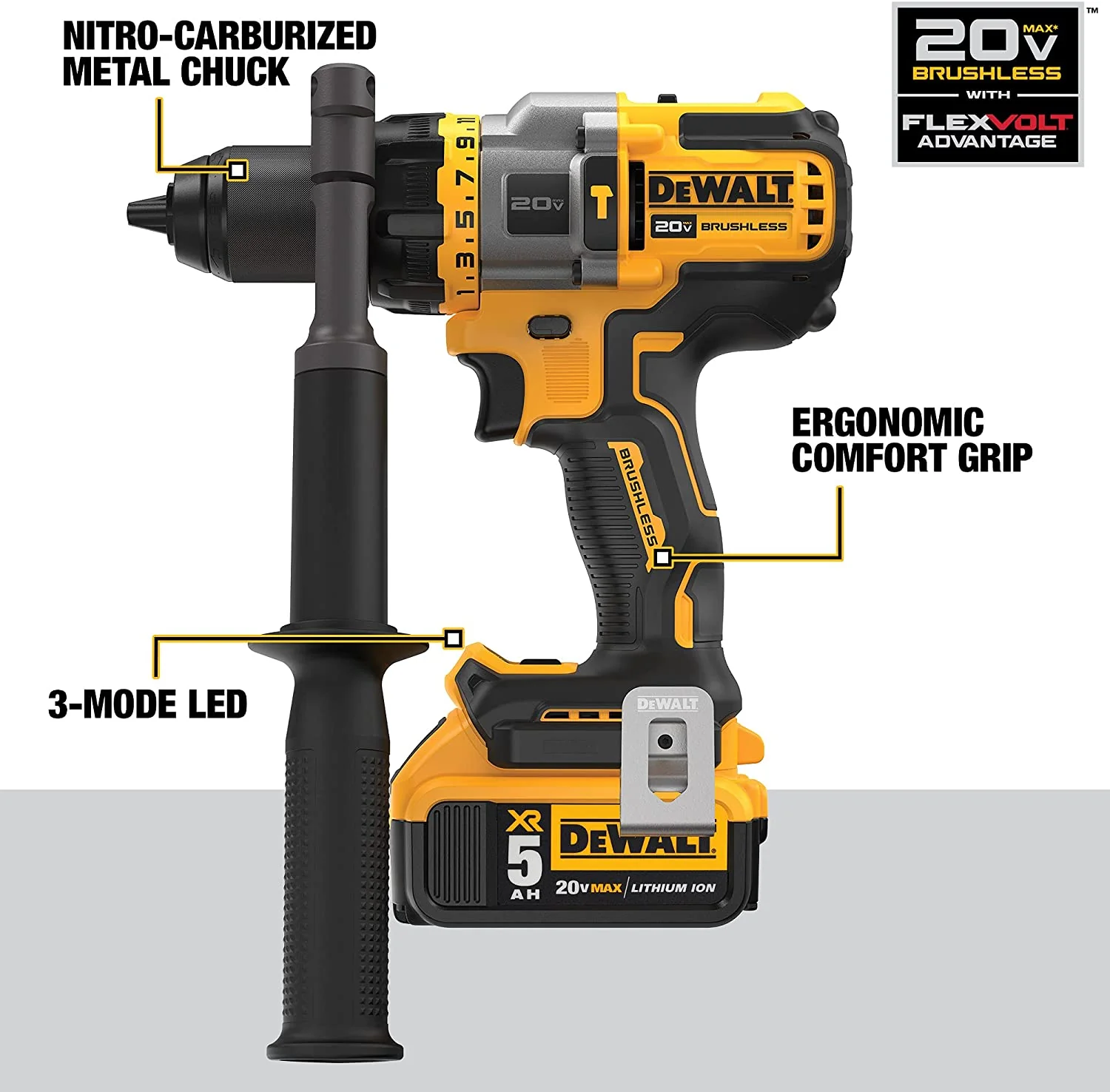 DEWALT DCK2100P2, 20V MAX FLEXVOLT ADVANTAGE 2-Tool Combo Kit (Hammerdrill/Impact, 5.0AH) - Image 6
