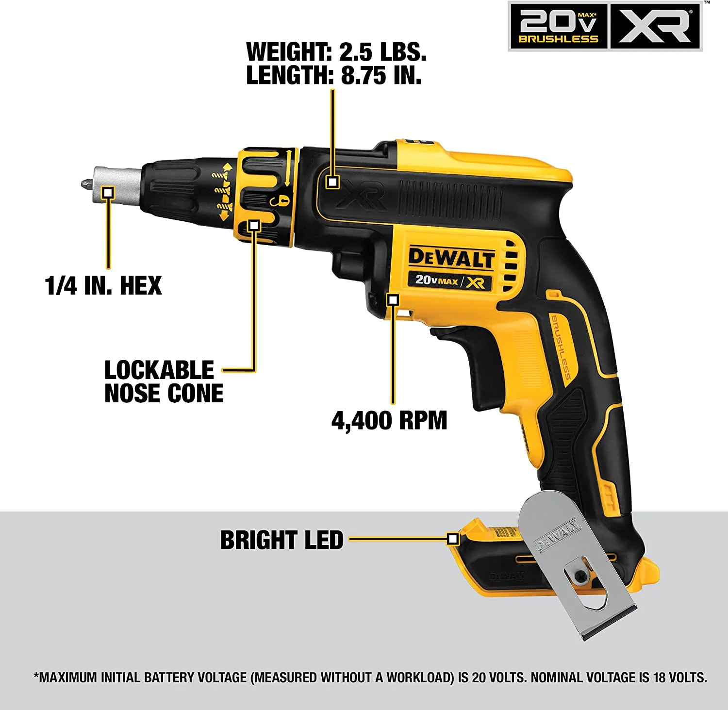 DEWALT DCK267D2, 20V MAX XR Drywall Screwgun & Impact Driver Kit (2.0Ah) - Image 3