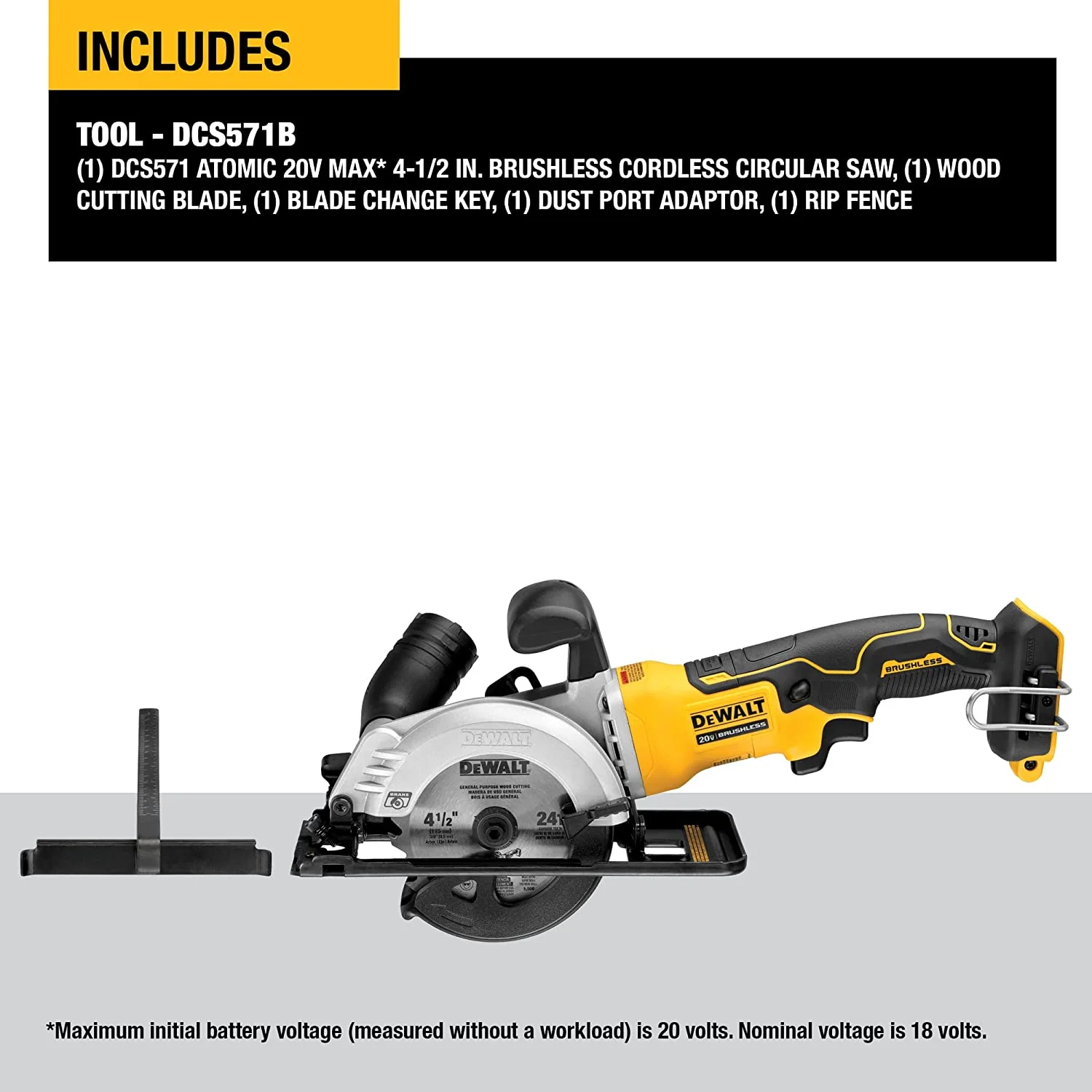 DEWALT DCS571B, ATOMIC 20V MAX BRUSHLESS 4-1/2'' Circular Saw (Tool Only) - Image 8