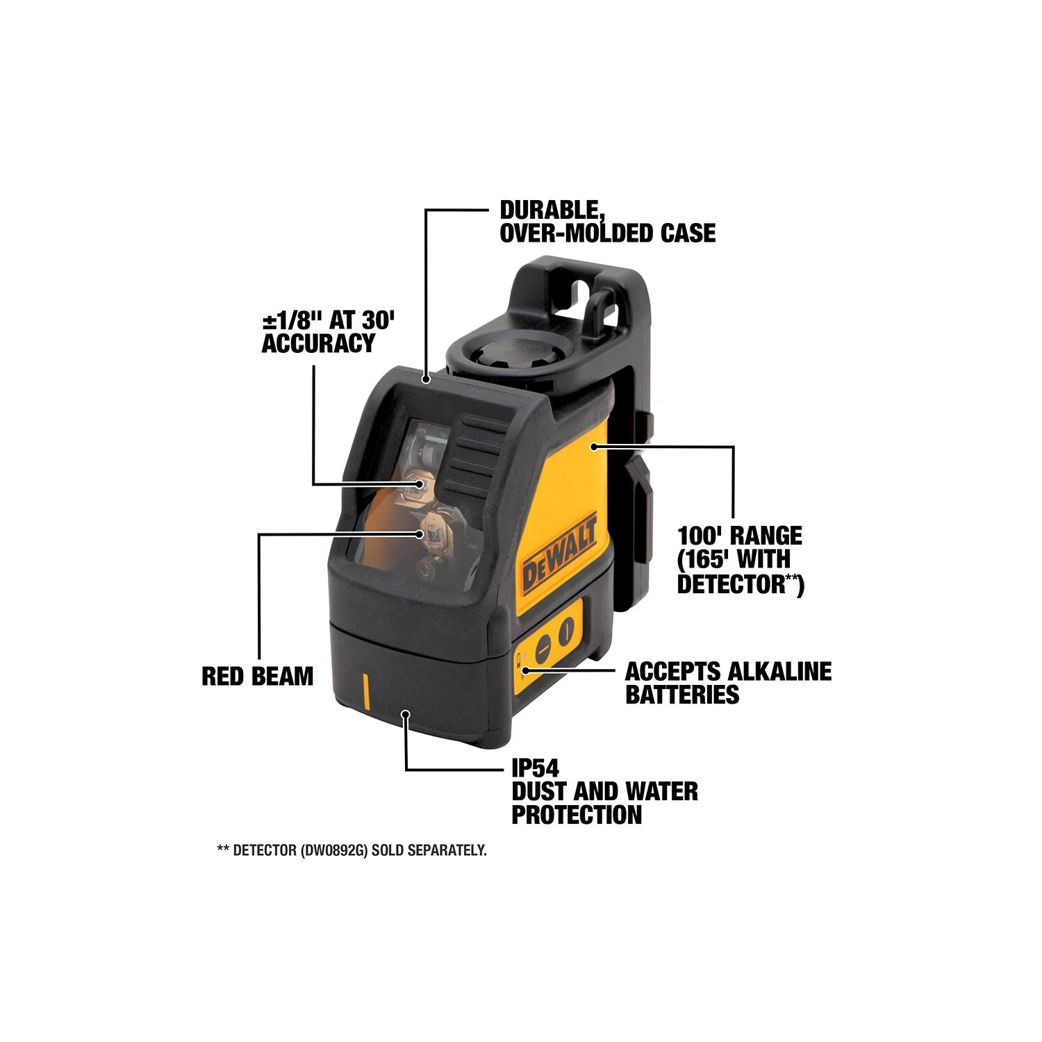 DEWALT DW088K, Line Laser, Self-Leveling, Cross Line, Red Beam - Image 3