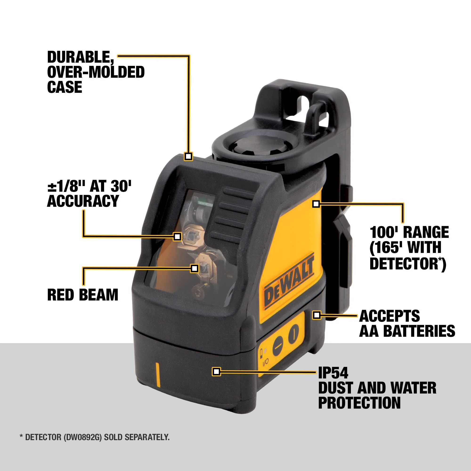 DEWALT DW088K, Line Laser, Self-Leveling, Cross Line, Red Beam - Image 4