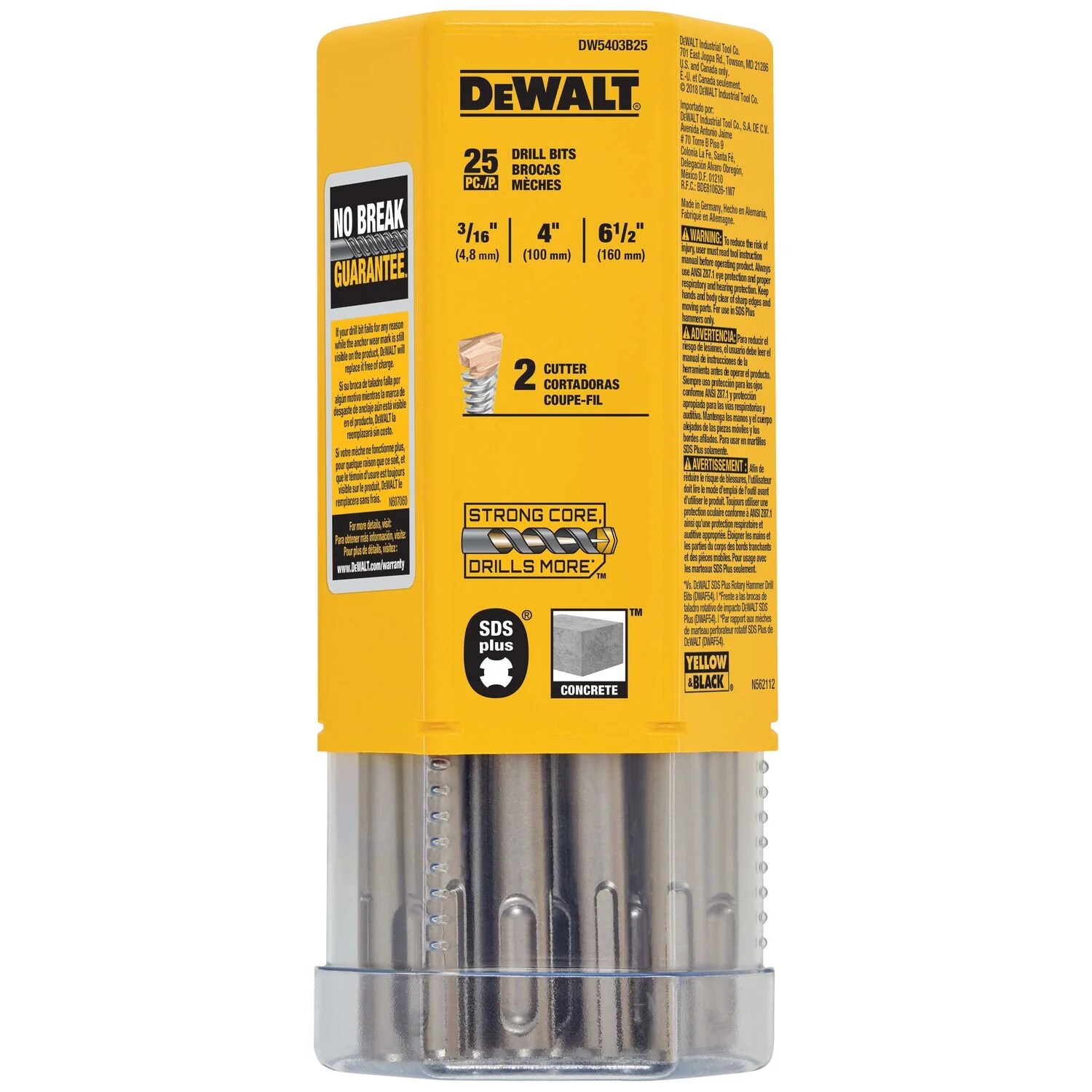 DEWALT DW5403, 3/16'' x 4-1/2'' x 6-1/2''SDS Plus 2 Cutter Drill Bits (each) - Image 4