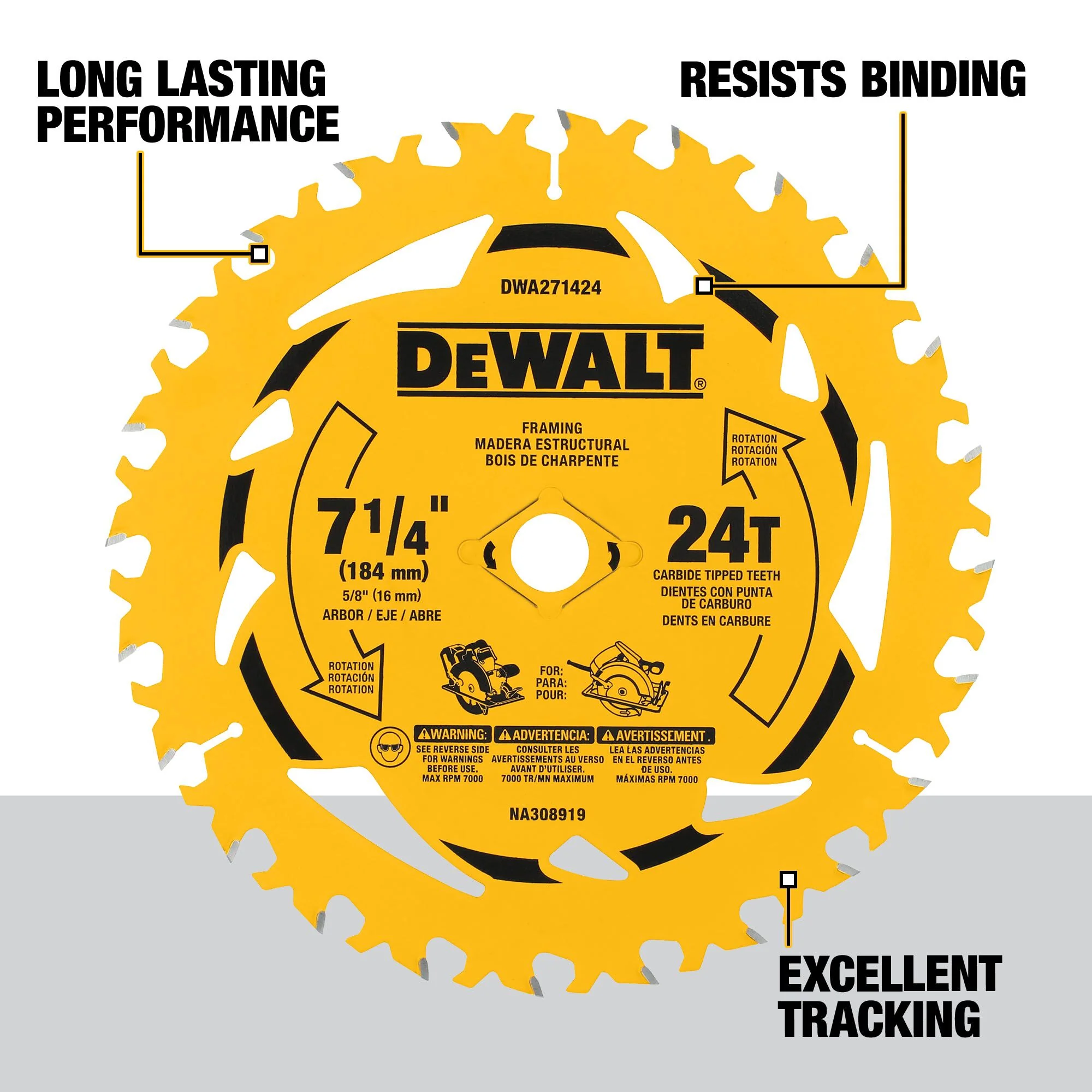DEWALT DWA271424PK2, 7-1/4 in. 24T Circular Saw Blade (2-Pack)
