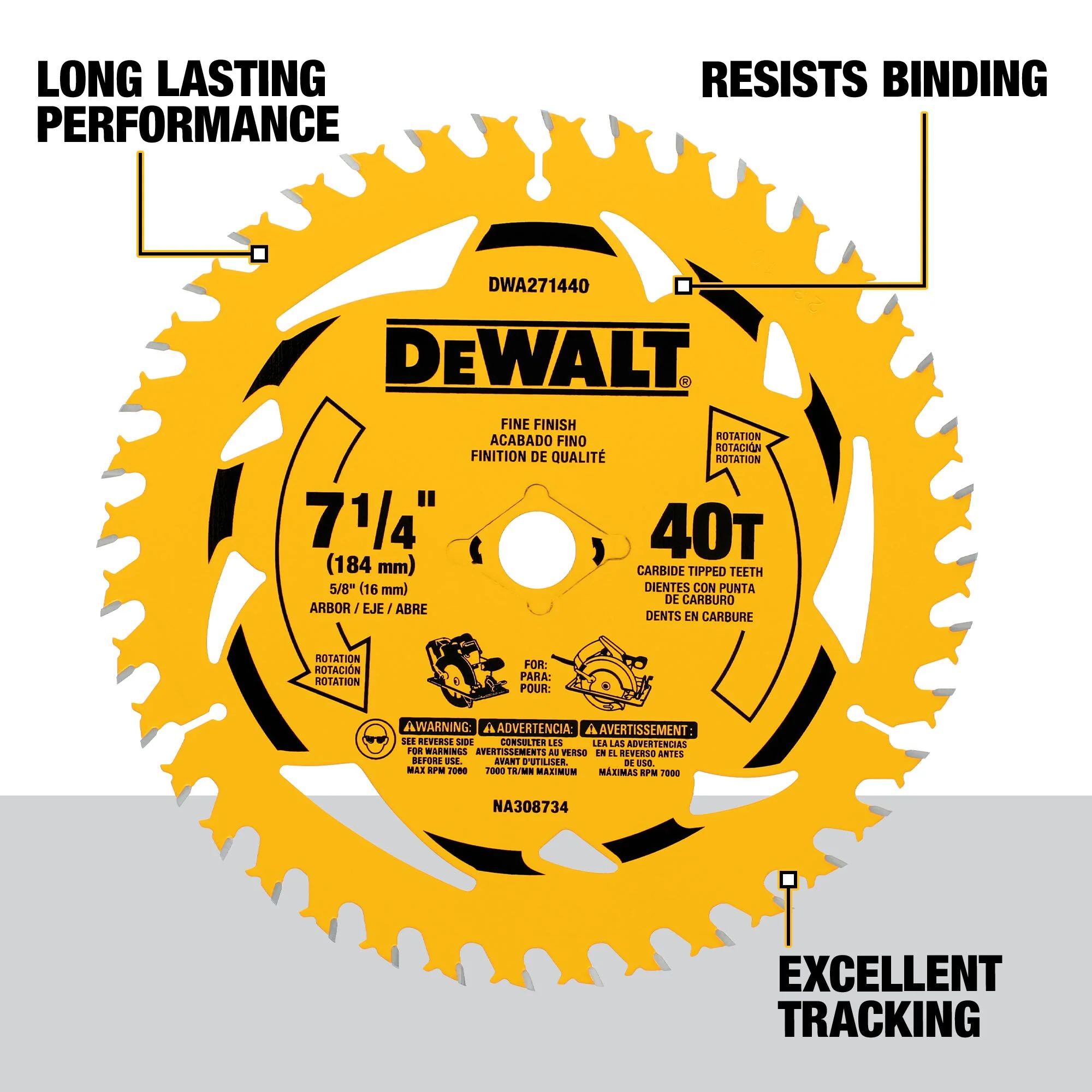 DEWALT DWA271440B10, 7-1/4 in. 40T Circular Saw Blade - Image 2
