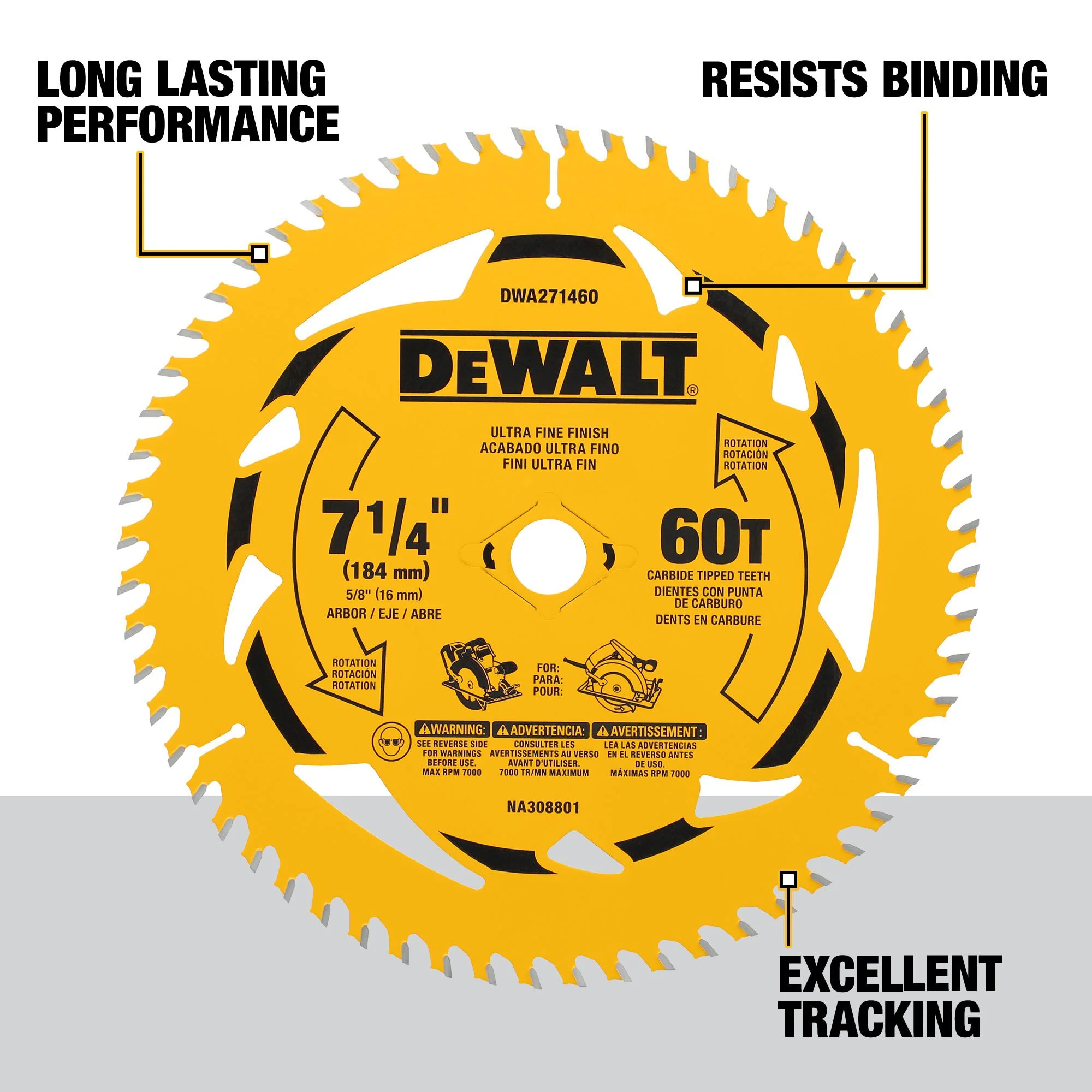 DEWALT DWA271460B10, 7-1/4 in. 60T Circular Saw Blade - Image 2