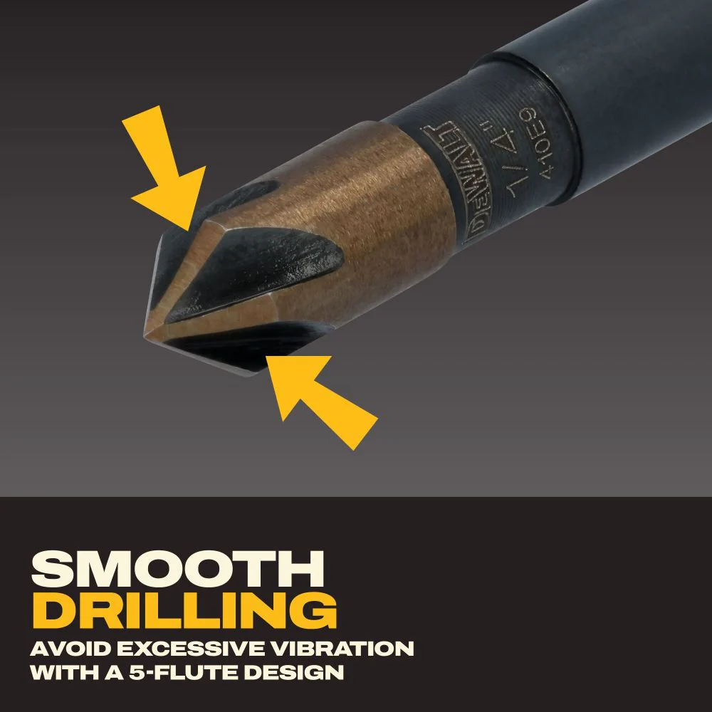 DEWALT DWAMDB5SETCS, Shell DW Black & Gold Hi-Speed Steel Countersink Set (5pcs) - Image 4