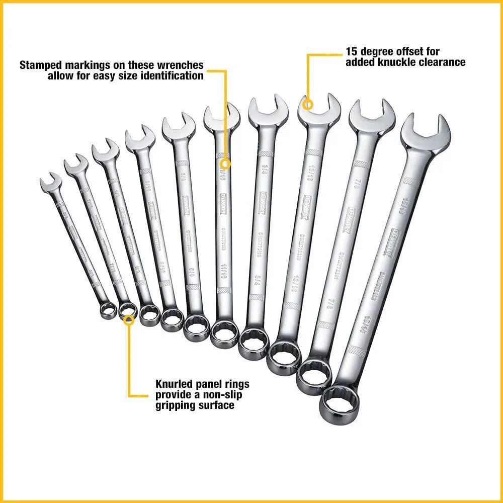 DEWALT DWMT72167, Combination Wrench Set, SAE/Mm(10 Piece) - Image 2