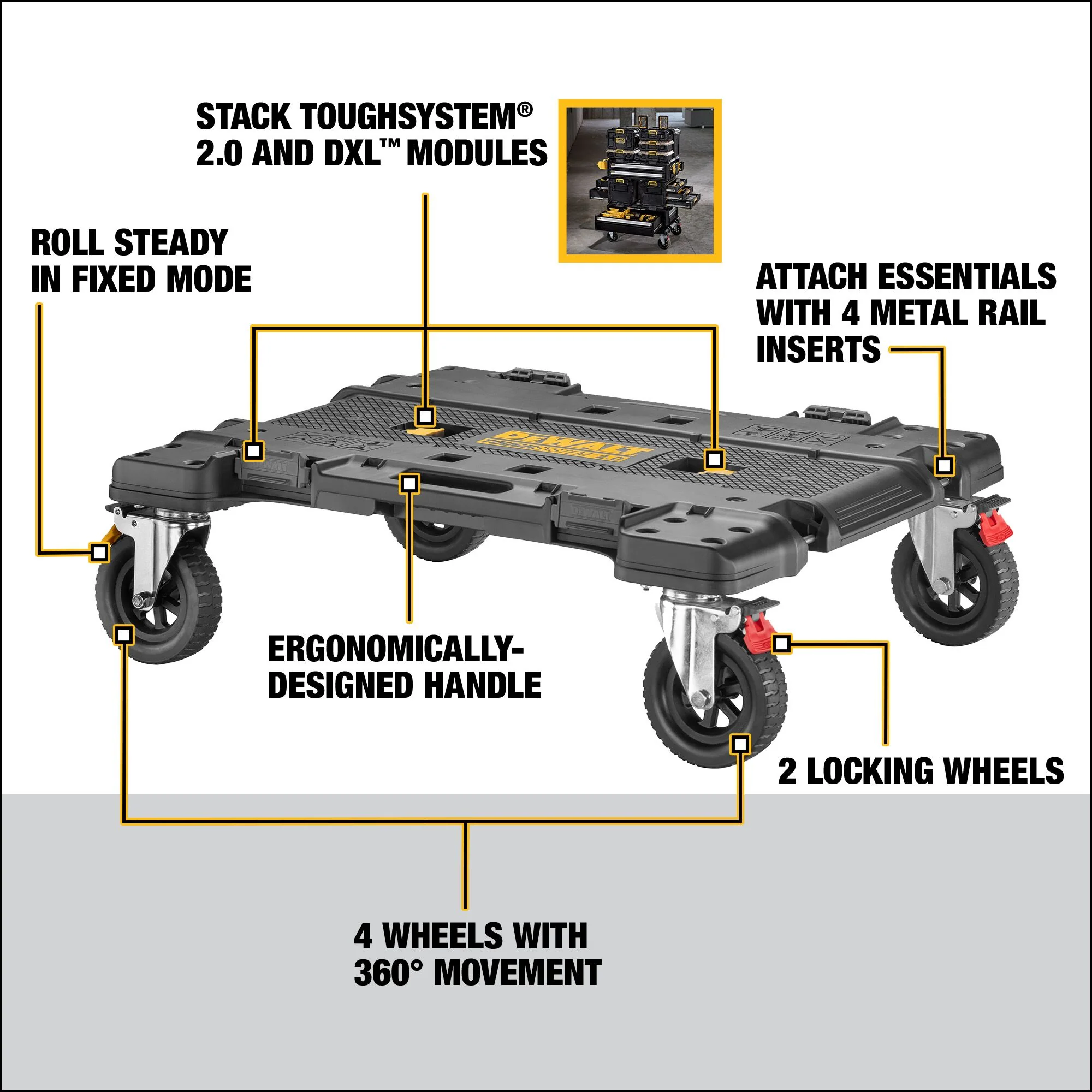DEWALT DWST08530, TOUGHSYSTEM 2.0 DXL 30in Dolly - Image 3
