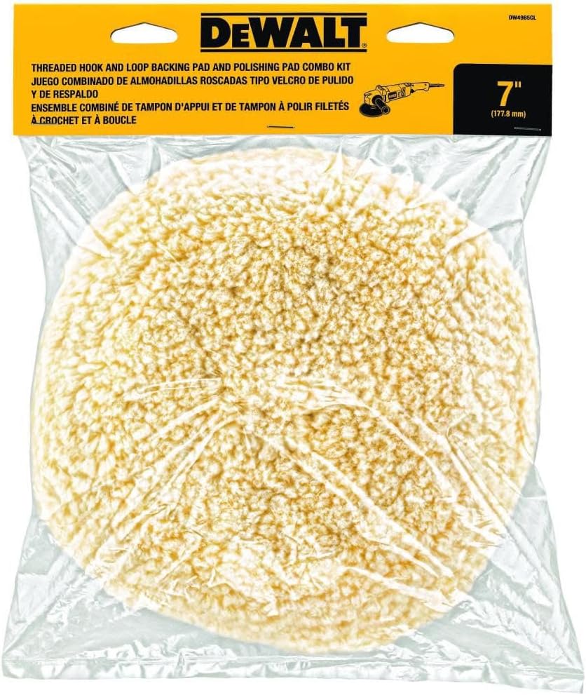 DEWALTDW4985CL, 7" Wool Buffing Pad and Backing Pad - Image 2