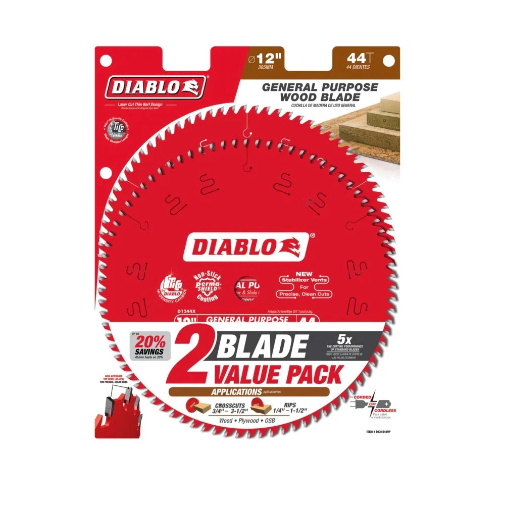 Diablo D124444VP, 12" X 44T General Purpose Blade (2 Pack) - Image 2