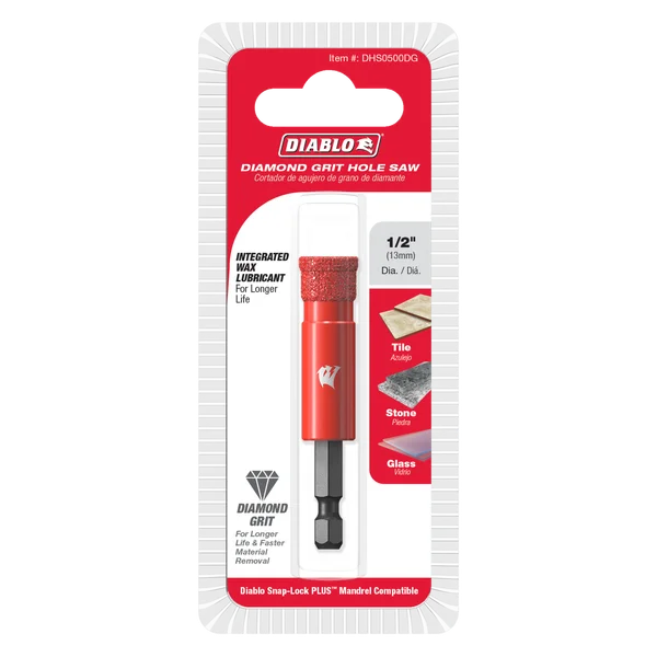 Diablo DHS0500DG, 1/2" Diamond Grit Hole Saw for Tile, Stone and Glass - Image 2
