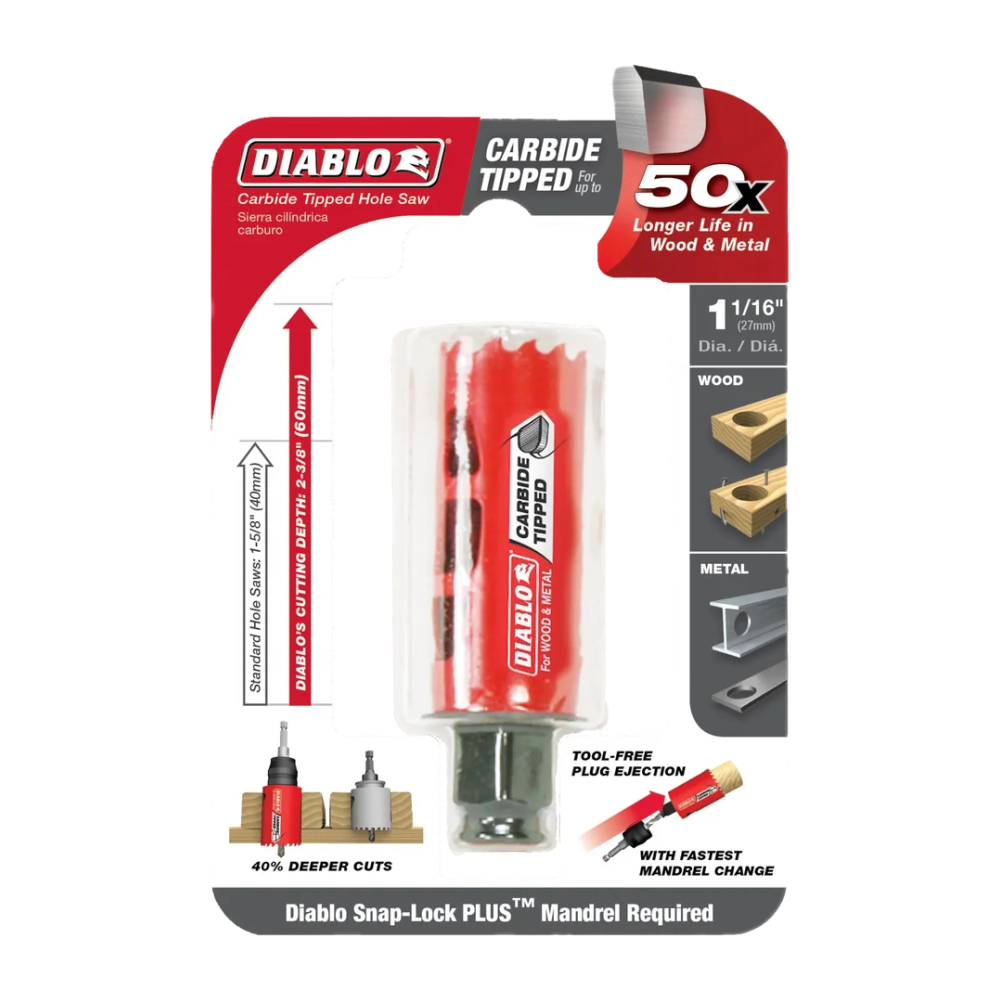 Diablo DHS1063CT, 1-1/16" Carbide Hole Saw - Image 2