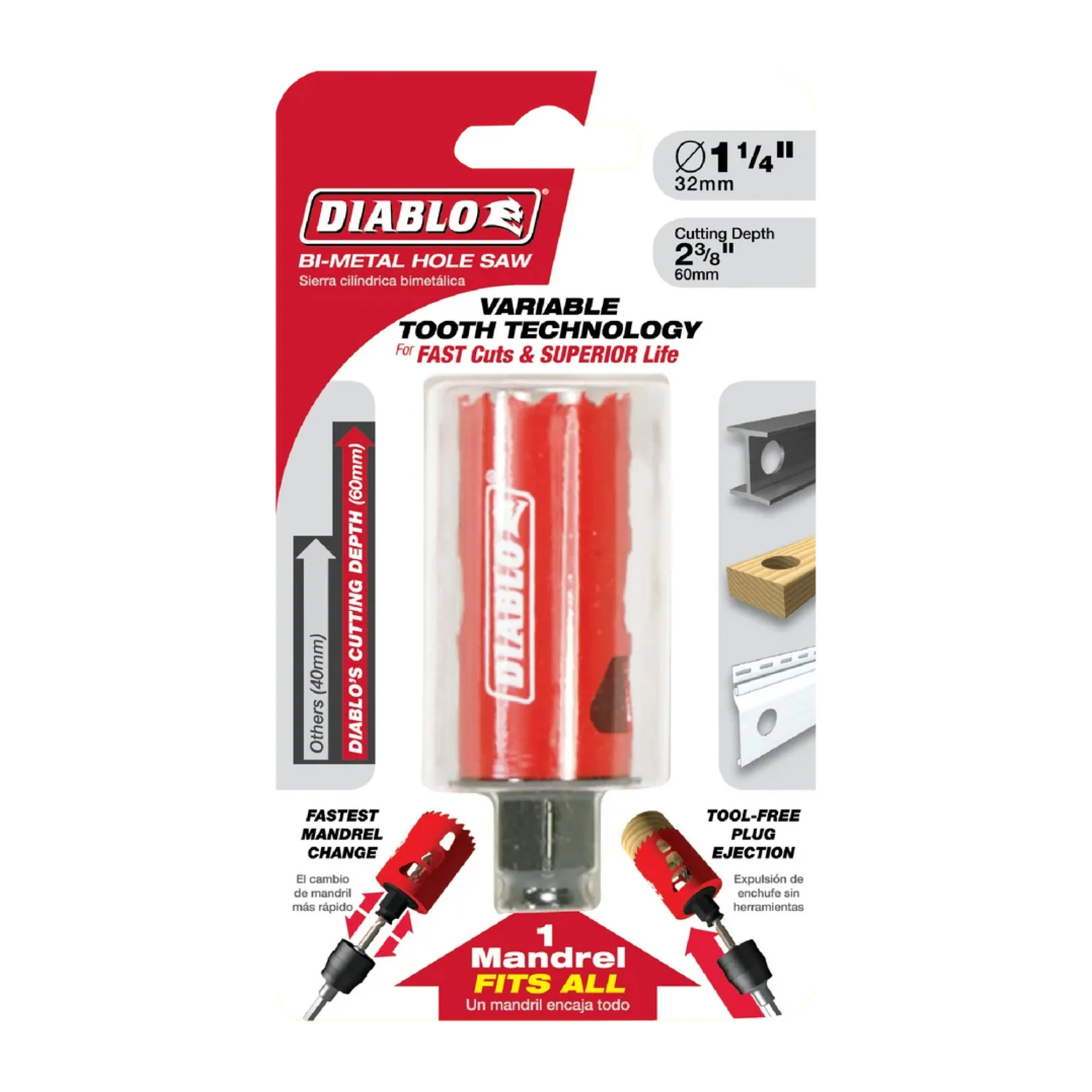 Diablo DHS1250, 1-1/4" BiM Hole Saw - Image 2
