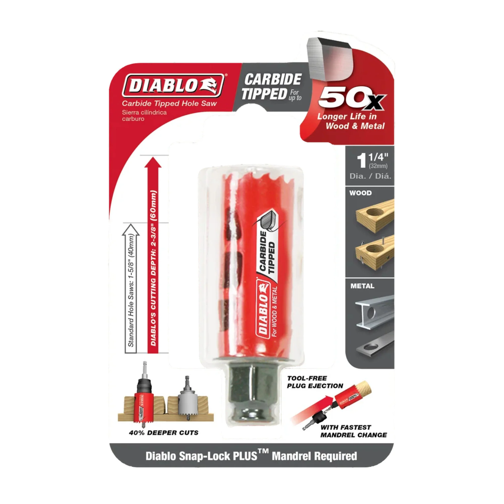 Diablo DHS1250CT, 1-1/4" Carbide Hole Saw - Image 2