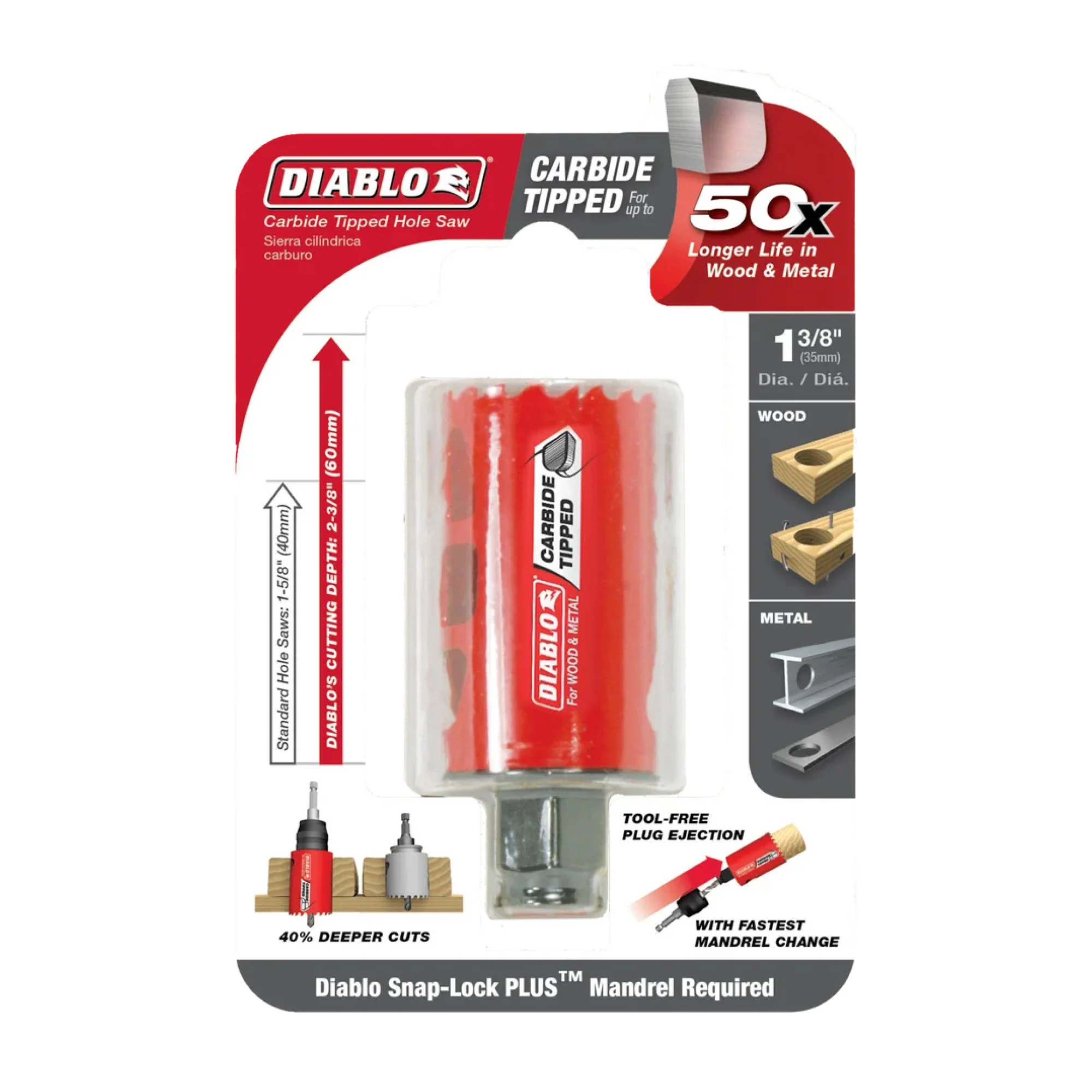 Diablo DHS1375CT, 1-3/8" Carbide Hole Saw - Image 2