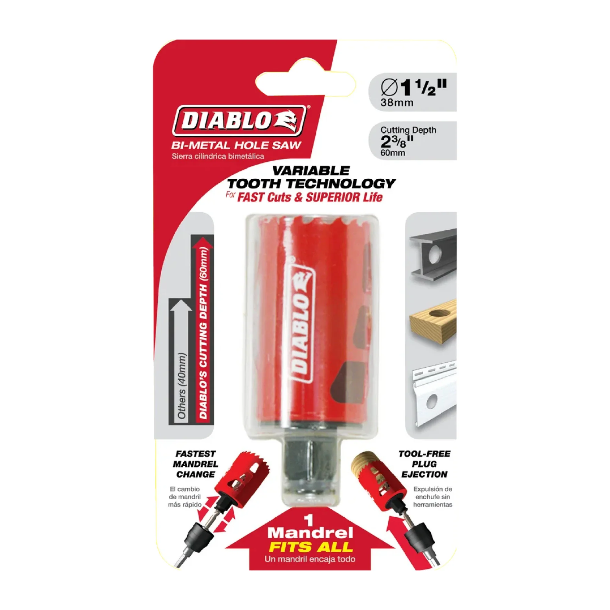 Diablo DHS1500, 1-1/2" BiM Hole Saw - Image 2