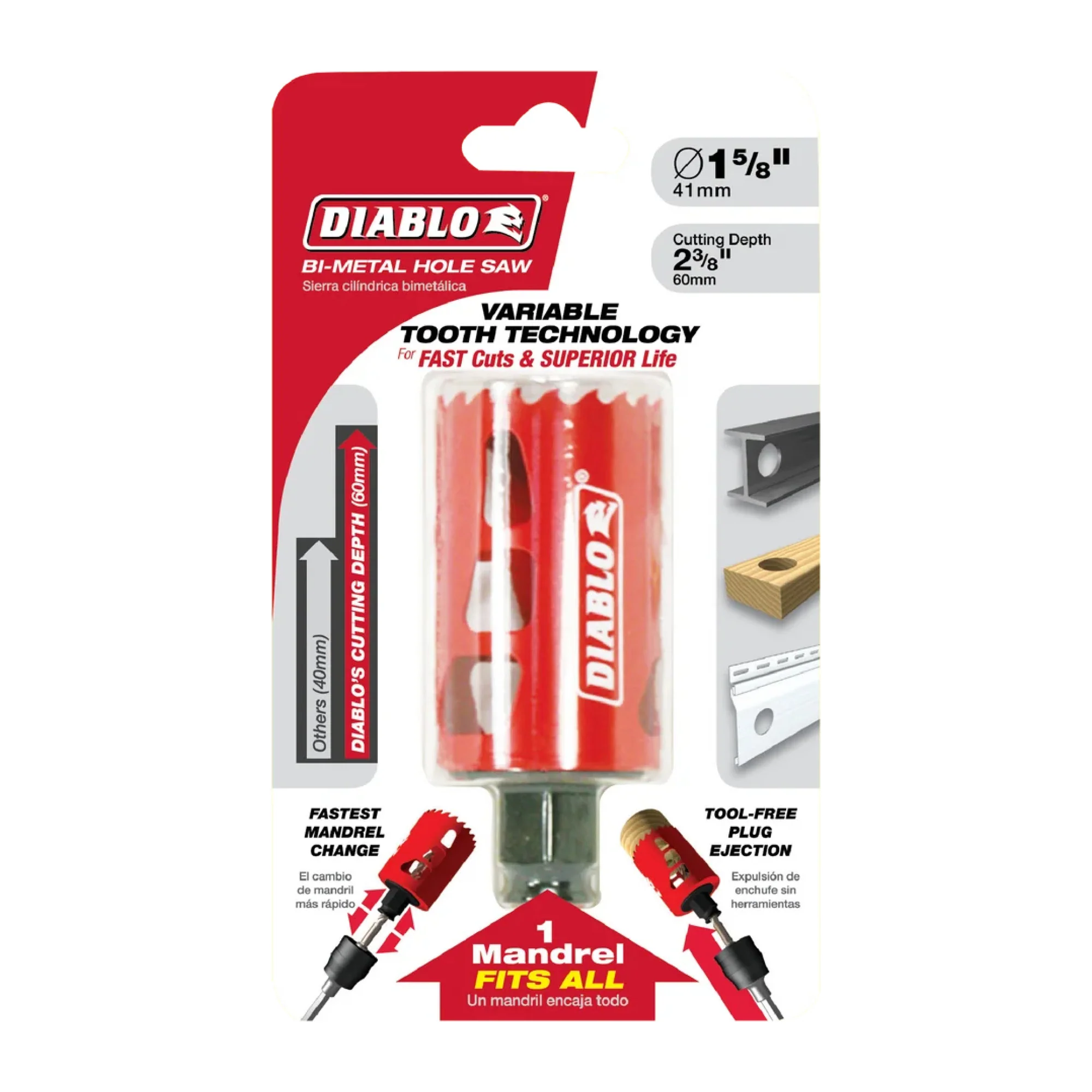Diablo DHS1625, 1-5/8" BiM Hole Saw - Image 2