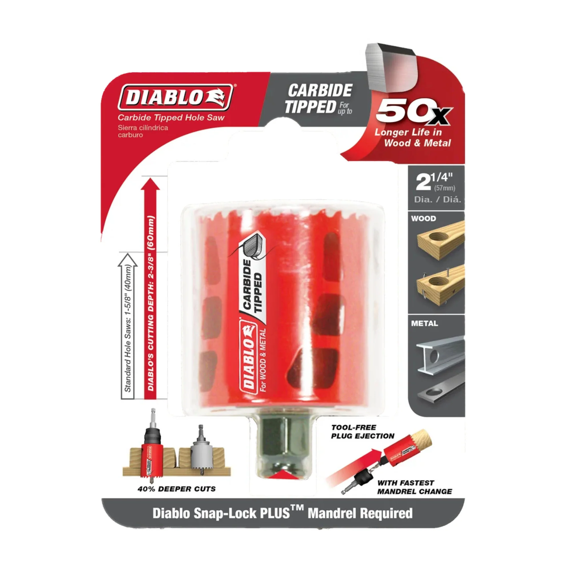 Diablo DHS2250CT, 2-1/4" Carbide Hole Saw - Image 2