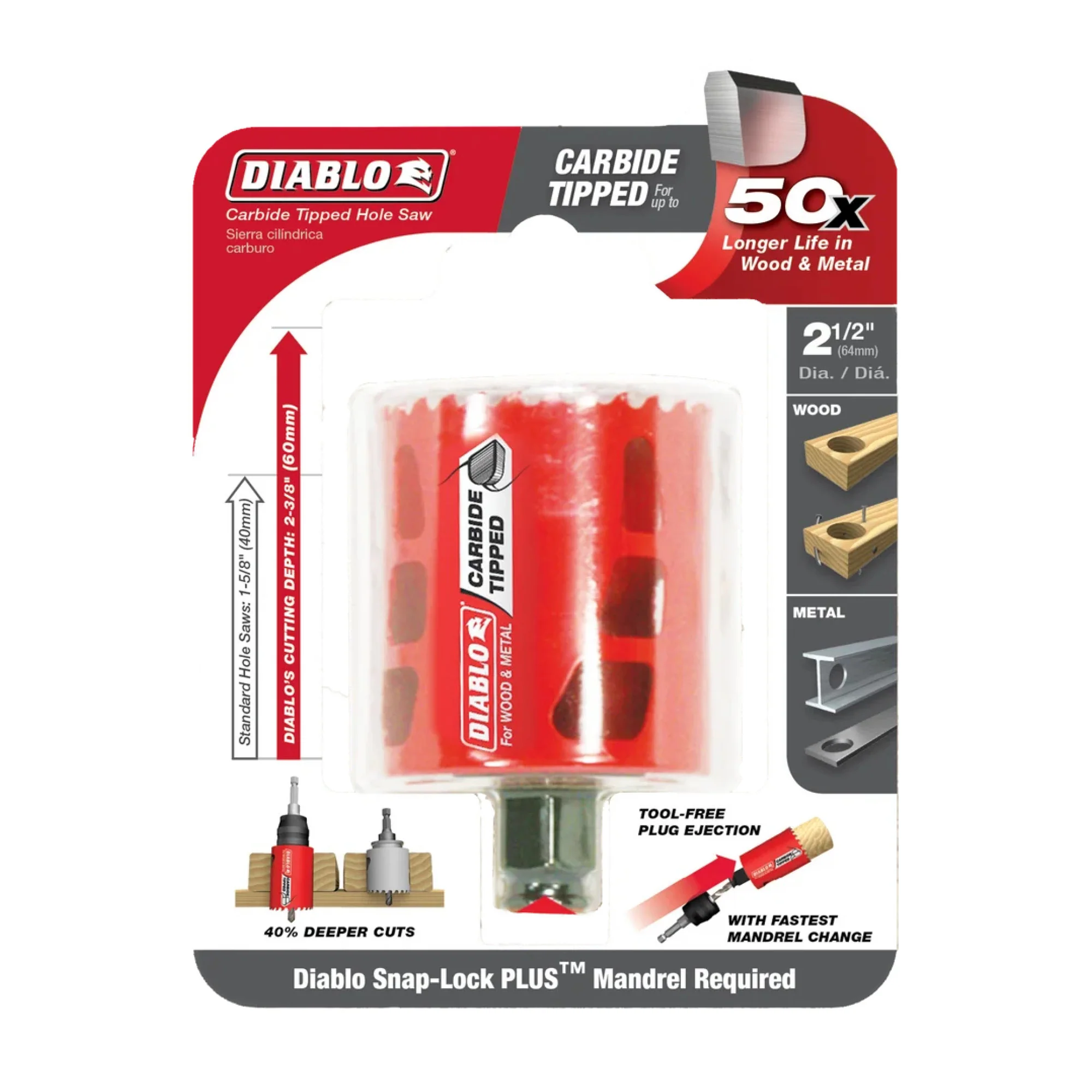 Diablo DHS2500CT, 2-1/2" Carbide Hole Saw - Image 2