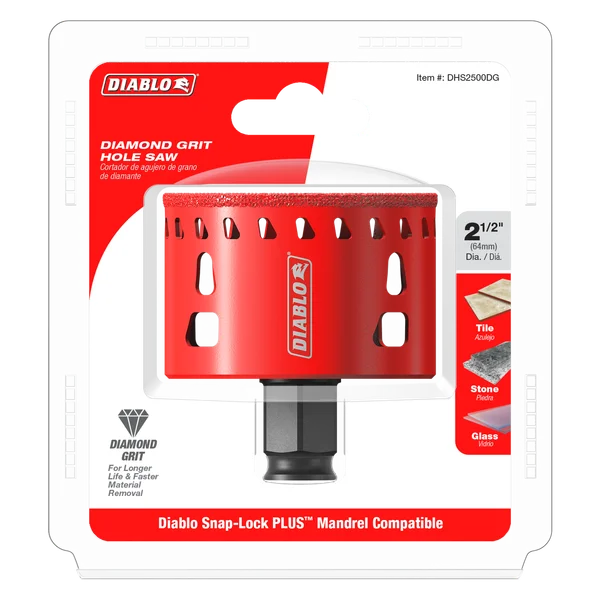 Diablo DHS2500DG, 2-1/2" Diamond Grit Hole Saw for Tile, Stone and Glass - Image 2